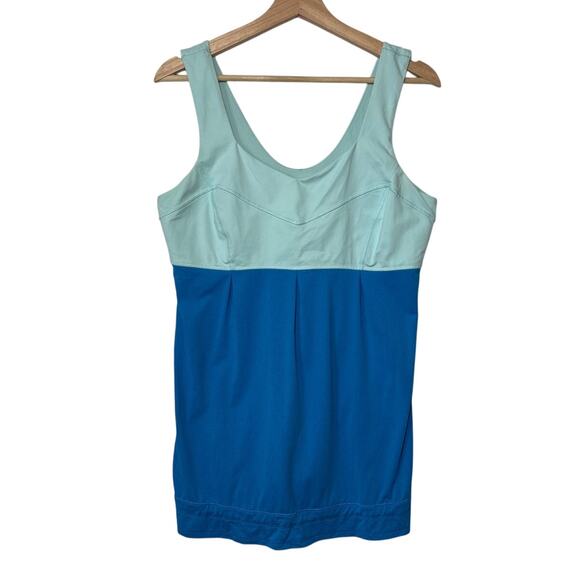 lululemon athletica Tops - Lululemon Run Tame Me Tank Top Sz 12 Blue Teal Cinch Waist Babydoll Yoga Gym